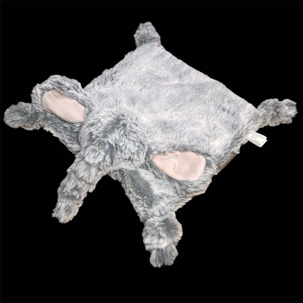 DEMDACO Elephant Security Blanket Lovey Plush Soft Baby Comfort Gray Rattle